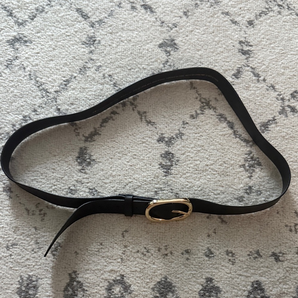 H&M Black Belt with Gold Buckle